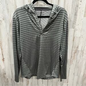 Outdoor Research Keara Hoody Hooded Henley Size Large Stripe Fishing Hiking